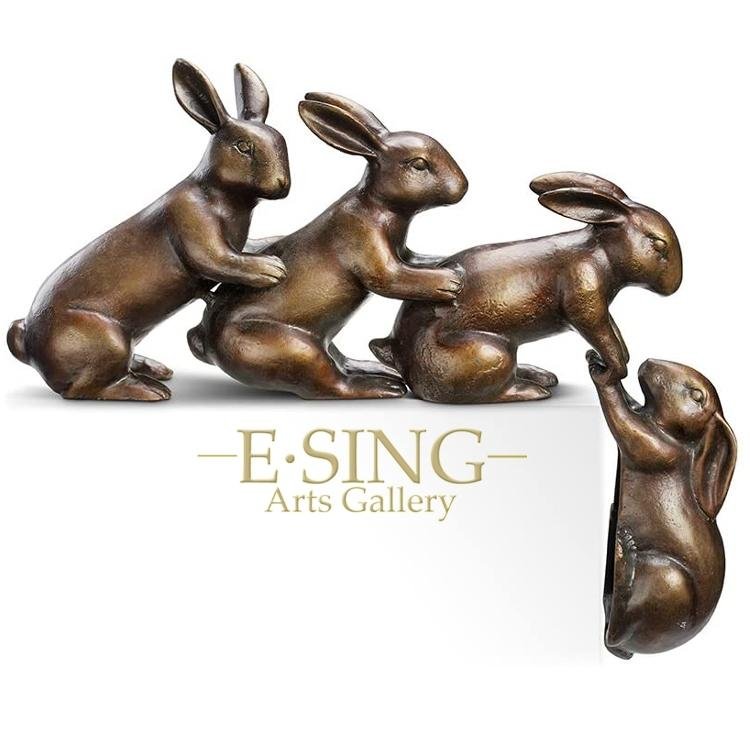 Home decoration bronze statue animal rabbit sculpture