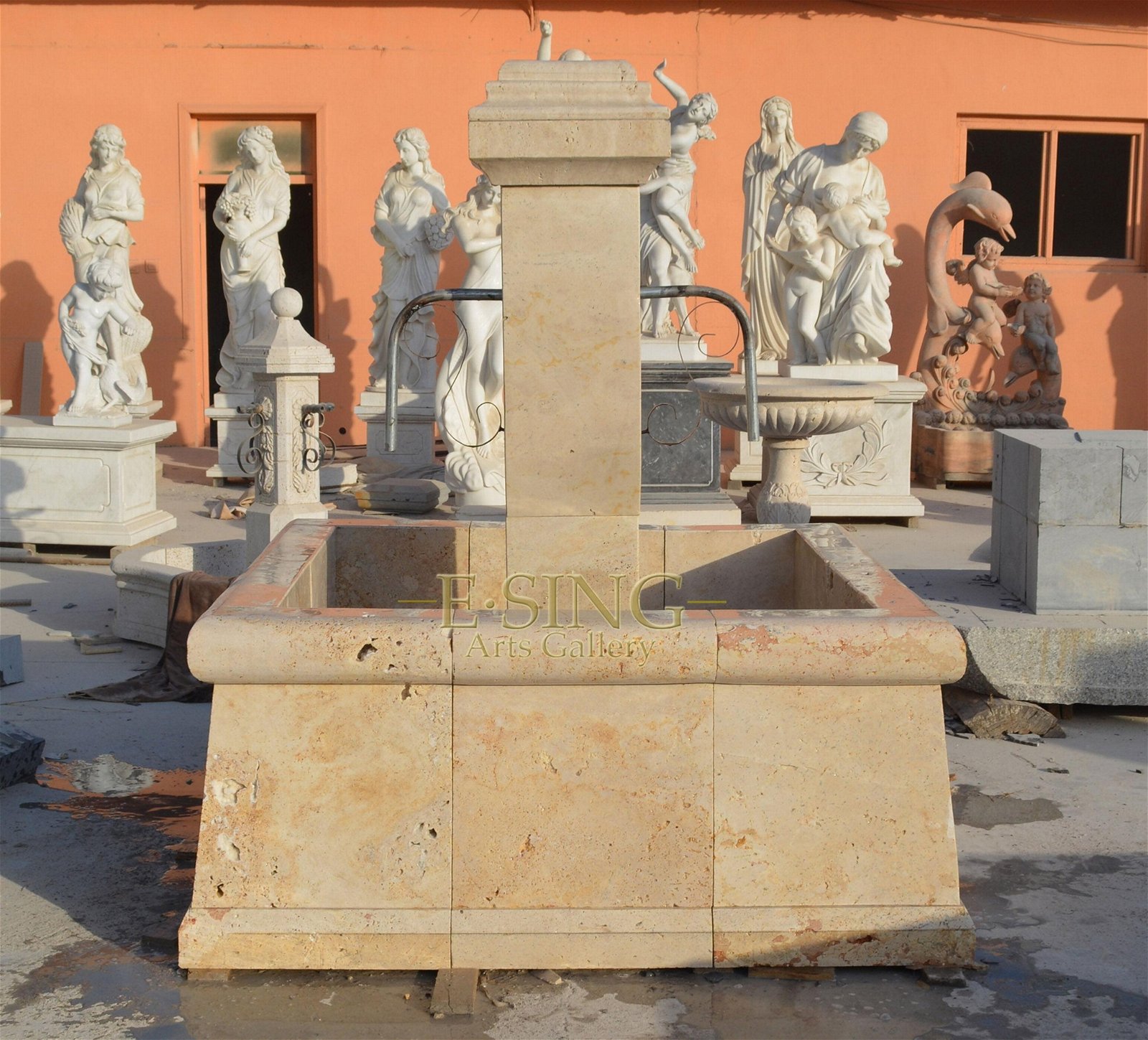 Natural hole stone fountain statue for sales