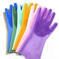 Platinum Silicone Glove with Bristle Magic Dishwashing Gloves Fancy Silicone Dis