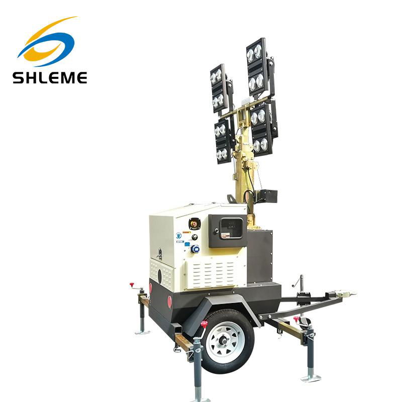 Emergency rescue outdoor mini trailer type industrial mobile lighting tower  4