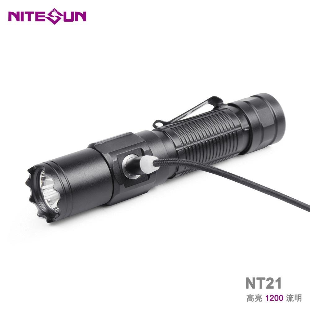 夜光nitesun铝合金户外防水战术强光带USB充电led小手电筒