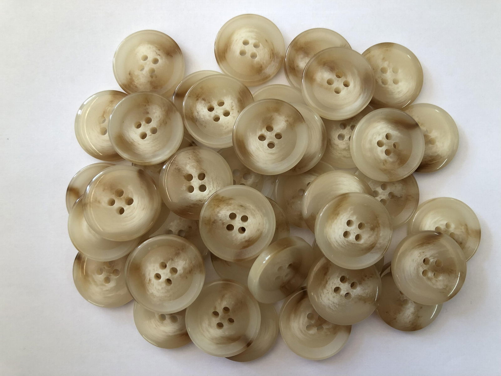 Polyester buttons 4-hole beige color size 25mm 2