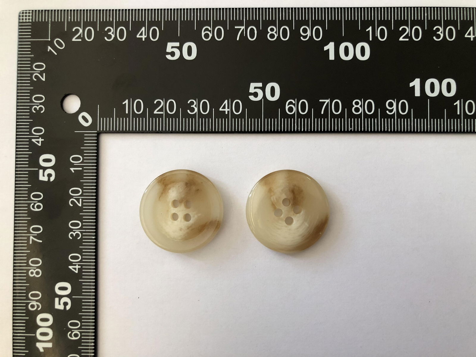 Polyester buttons 4-hole beige color size 25mm