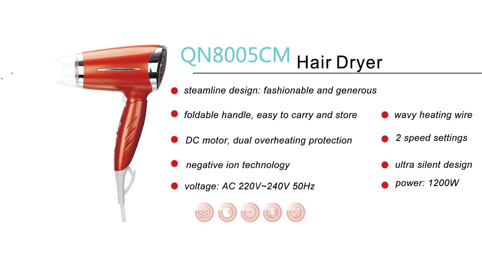 Powerful Profession Hair Dryer with 1200w  4