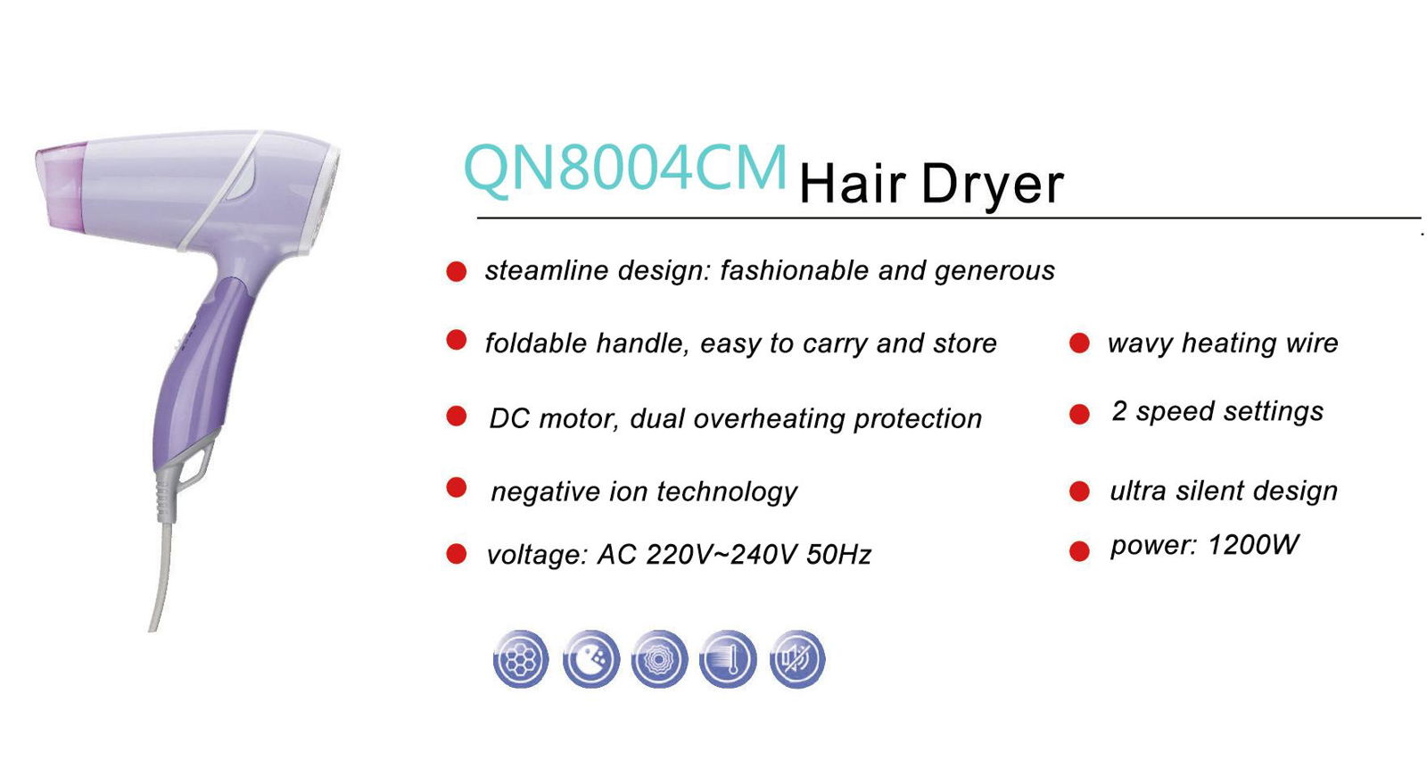 Foldable (Dual Voltage) Hair Dryer 3