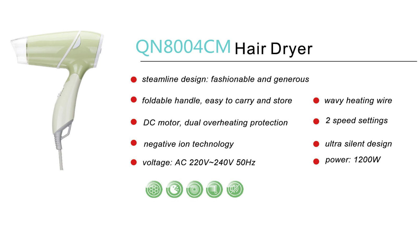 Foldable (Dual Voltage) Hair Dryer 4