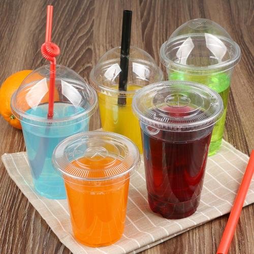 Pet Plastic Cup Customized 16oz 24oz Cold Cup with Flat Dome Lid 5