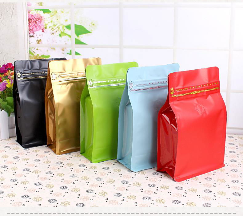 Flat bottom coffee bag Eco Friendly Flat Bottom Stand Up Coffee bag  4