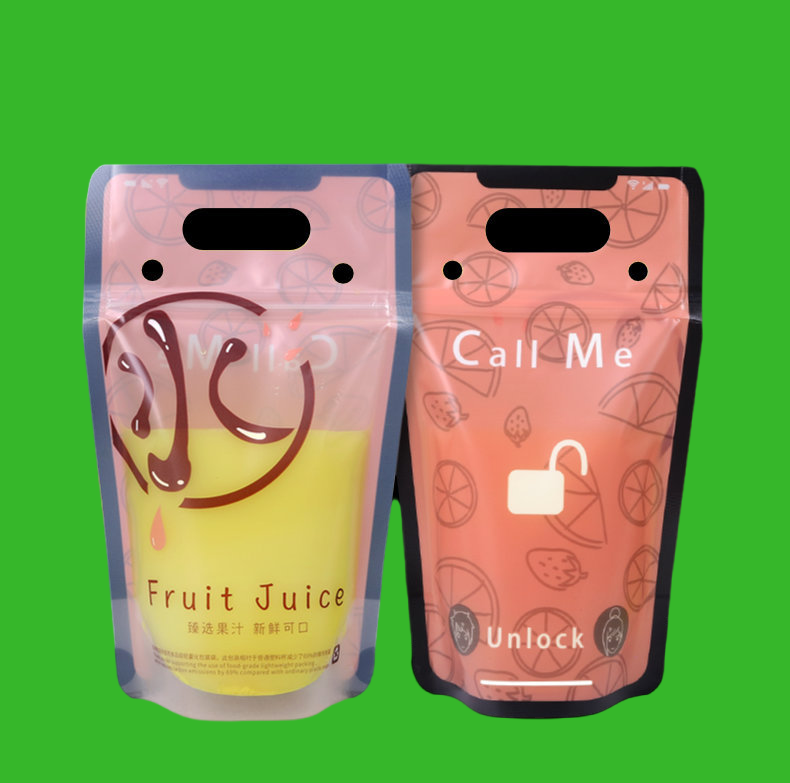 1/6 Disposable Plastic Juice Drink Pouches Bags With Colorful Straw Hole 2