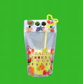 1/6 Disposable Plastic Juice Drink Pouches Bags With Colorful Straw Hole 3
