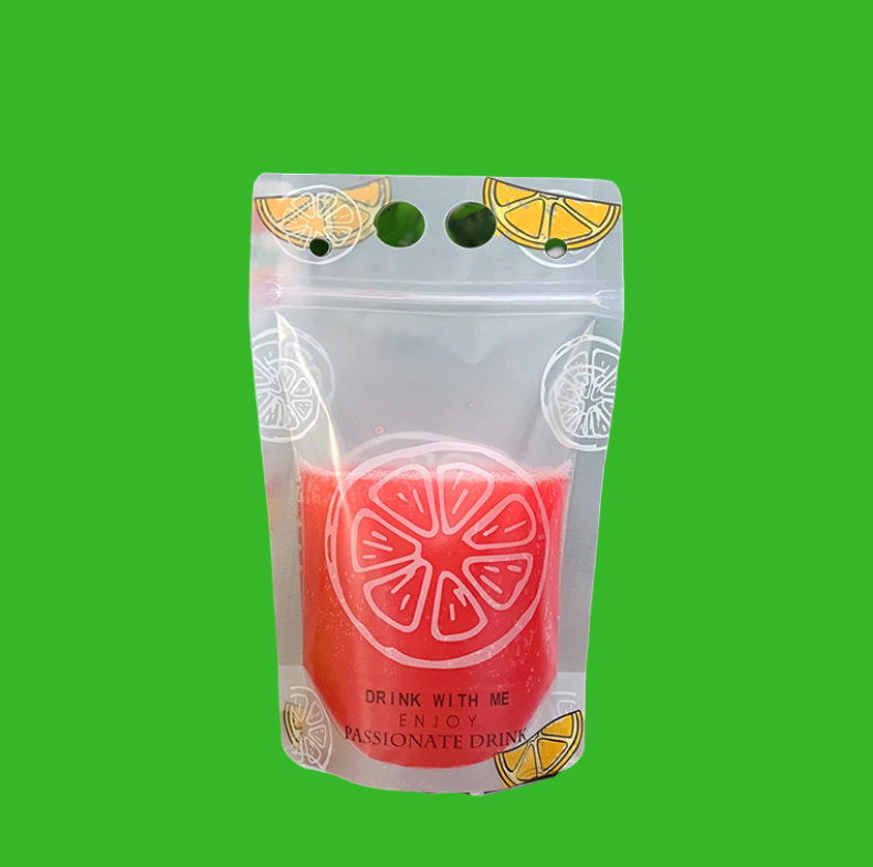 1/6 Disposable Plastic Juice Drink Pouches Bags With Colorful Straw Hole 5