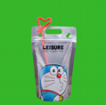 1/6 Disposable Plastic Juice Drink Pouches Bags With Colorful Straw Hole