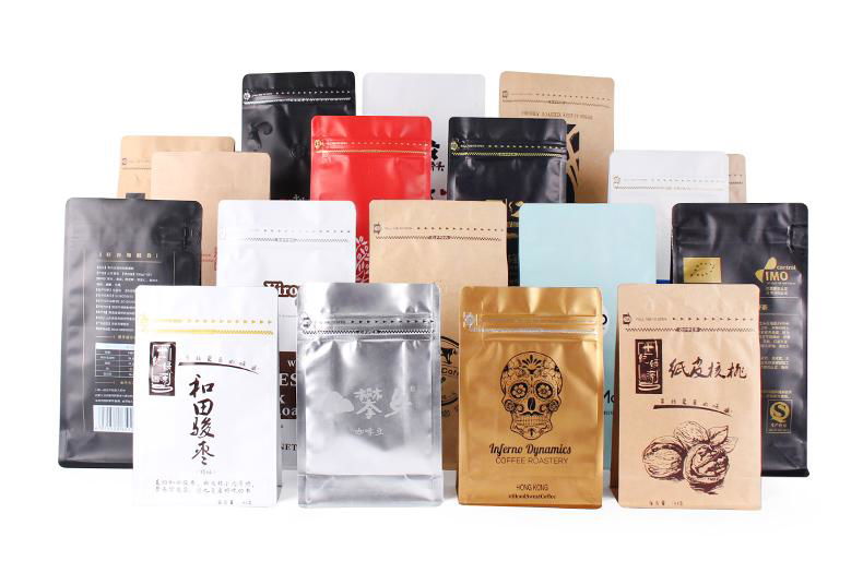 Custom Food Packaging Bag Flat Bottom Pouch Ziplock Bag For Coffee 5