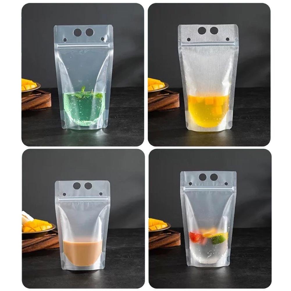 2023 Disposable Plastic Juice Drink Pouches Bags With Colorful Straw Hole 2