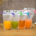 2023 Disposable Plastic Juice Drink Pouches Bags With Colorful Straw Hole
