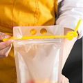 Plastic Fruits Juice Bag Packaging Aluminum Foil Spout Pouch Straw Juice Pouch  4