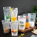 custom printed spout plastic beverage bags with clear straw Juice Drink Pouch