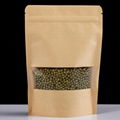 Biodegradable Packing Bag Kraft Paper Pouch With Zipper And Clear Window 2