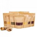 Biodegradable Packing Bag Kraft Paper Pouch With Zipper And Clear Window 4