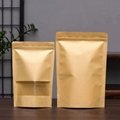 Biodegradable Packing Bag Kraft Paper Pouch With Zipper And Clear Window