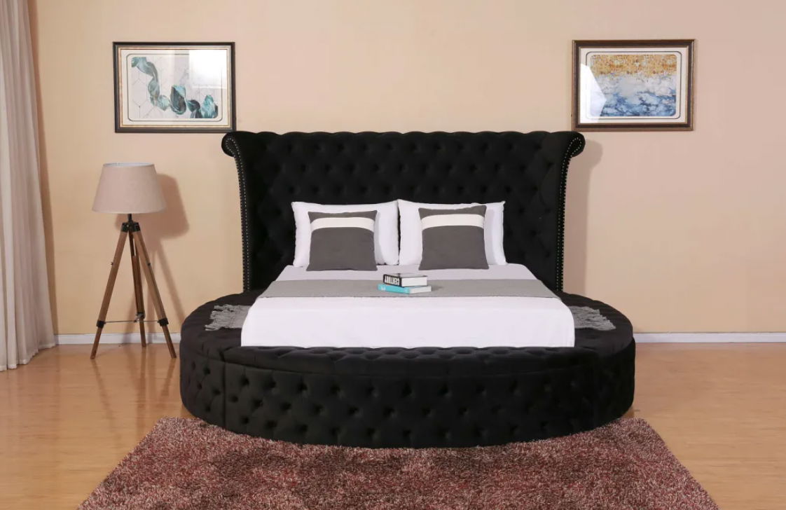 Elegant Round Velvet Bed 2