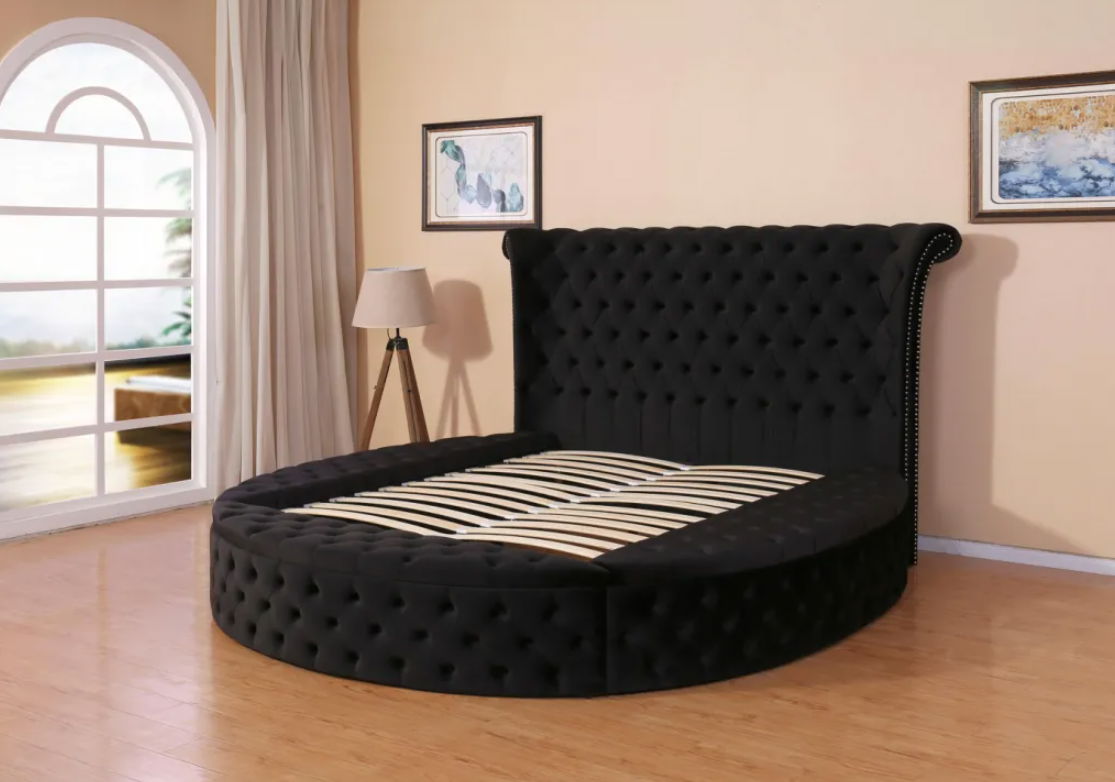 Elegant Round Velvet Bed 4