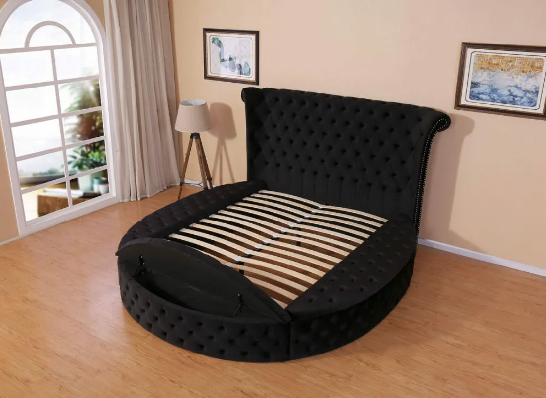 Elegant Round Velvet Bed 5