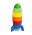 Wooden stacking rocket toy for kid and children with rainbow color