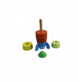 Wooden stacking rocket toy for kid and children with rainbow color 3