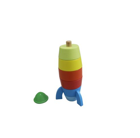 Wooden stacking rocket toy for kid and children with rainbow color 4
