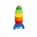 Wooden stacking rocket toy for kid and children with rainbow color