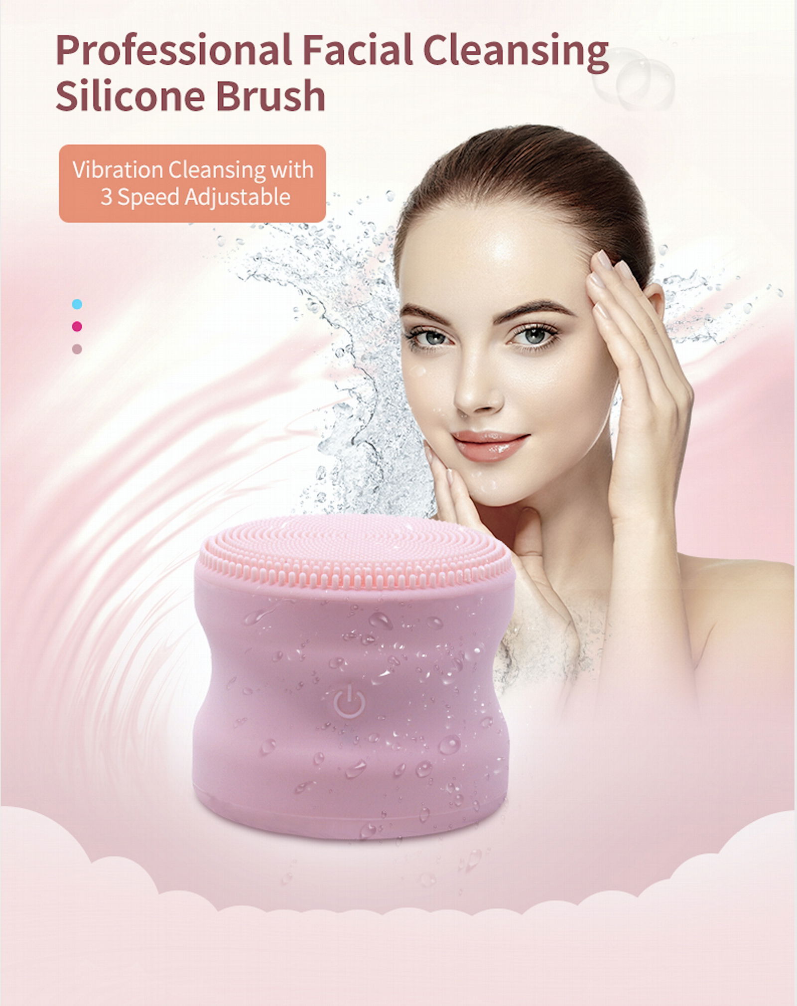 facial scrubber Mini Portable Waterproof Electric Silicone Facial Cleanser 5