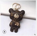 Checkered Teddy Bear or Cat Keychain Bag Charm 3