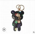 Checkered Teddy Bear or Cat Keychain Bag Charm 4