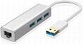 USB 3.0 to Ethernet Adapter 3-Port USB