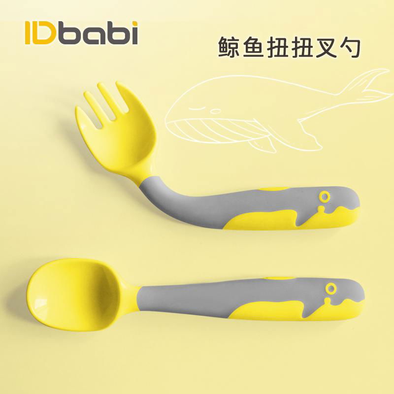 Popular baby Soft Food Grade silicone spoon and fork Baby Feeding Training Spoon