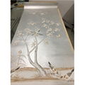 Chinoiserie hand painted wallpaper on silver metallic