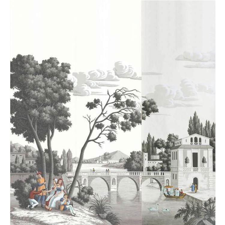 Panoramic hand painted landscape wallpaper mural 3