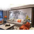 Panoramic hand painted landscape wallpaper mural 5