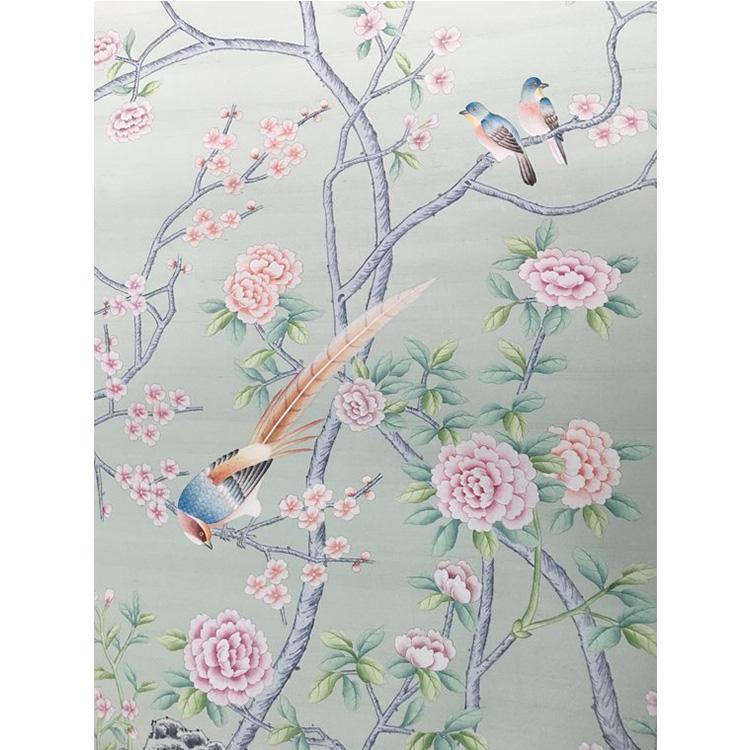 Chinoiserie Hand painted Silk Wallpaper - EC wallpaper (China Trading