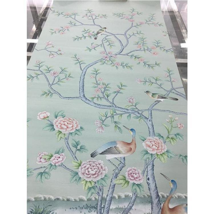 Chinoiserie Hand painted Silk Wallpaper 3