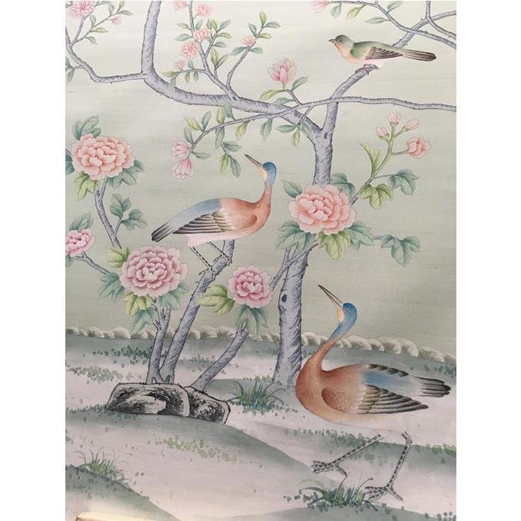 Chinoiserie Hand painted Silk Wallpaper 4