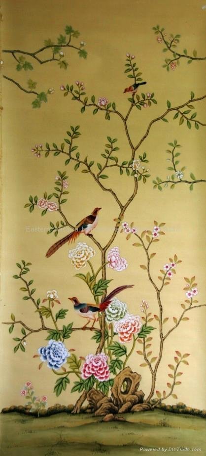 Chinoiserie Hand painted Silk Wallpaper 5