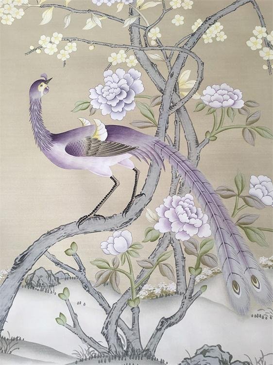 中國風手繪絲綢壁紙