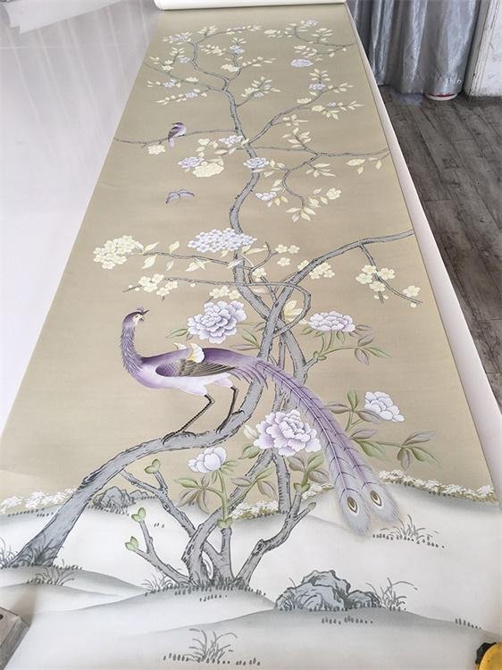 中國風手繪絲綢壁紙 4