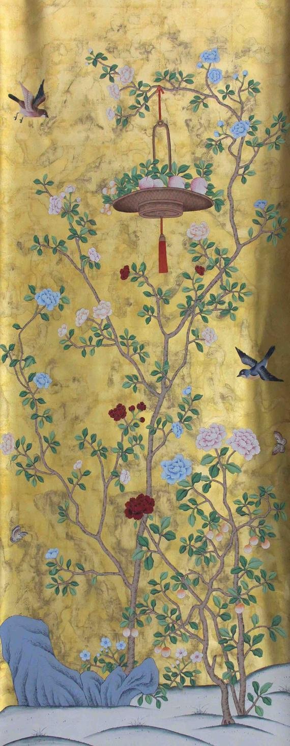 chinoiserie hand painted silk wallpaper wallcovering 4