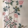 Chinoiserie hand painted wallpaper on silver metallic gilded paper