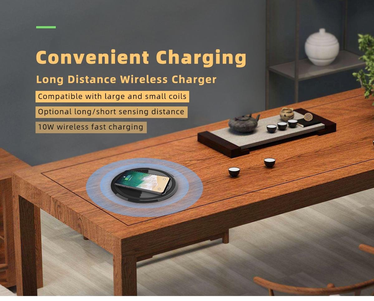10W QI Stealth Remote furniture Wireless Charger 18mm long distance smart phone 