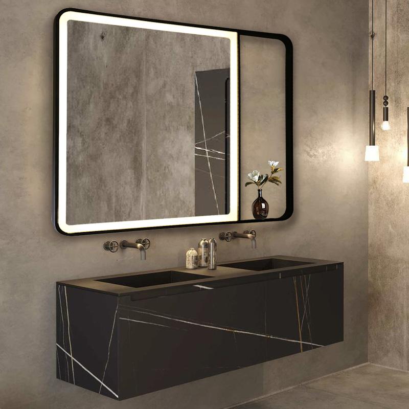 ETL Decorative Stainless Steel Framed Hotel LED Bathroom Mirror with Light 3