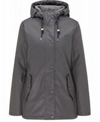 Women’s PU rain jacket with detachable fleece jacket  